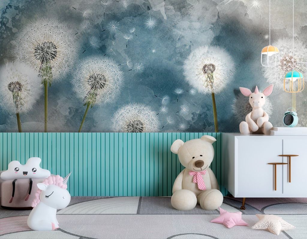 Фотообои Одуванчики на синем фоне  14-476