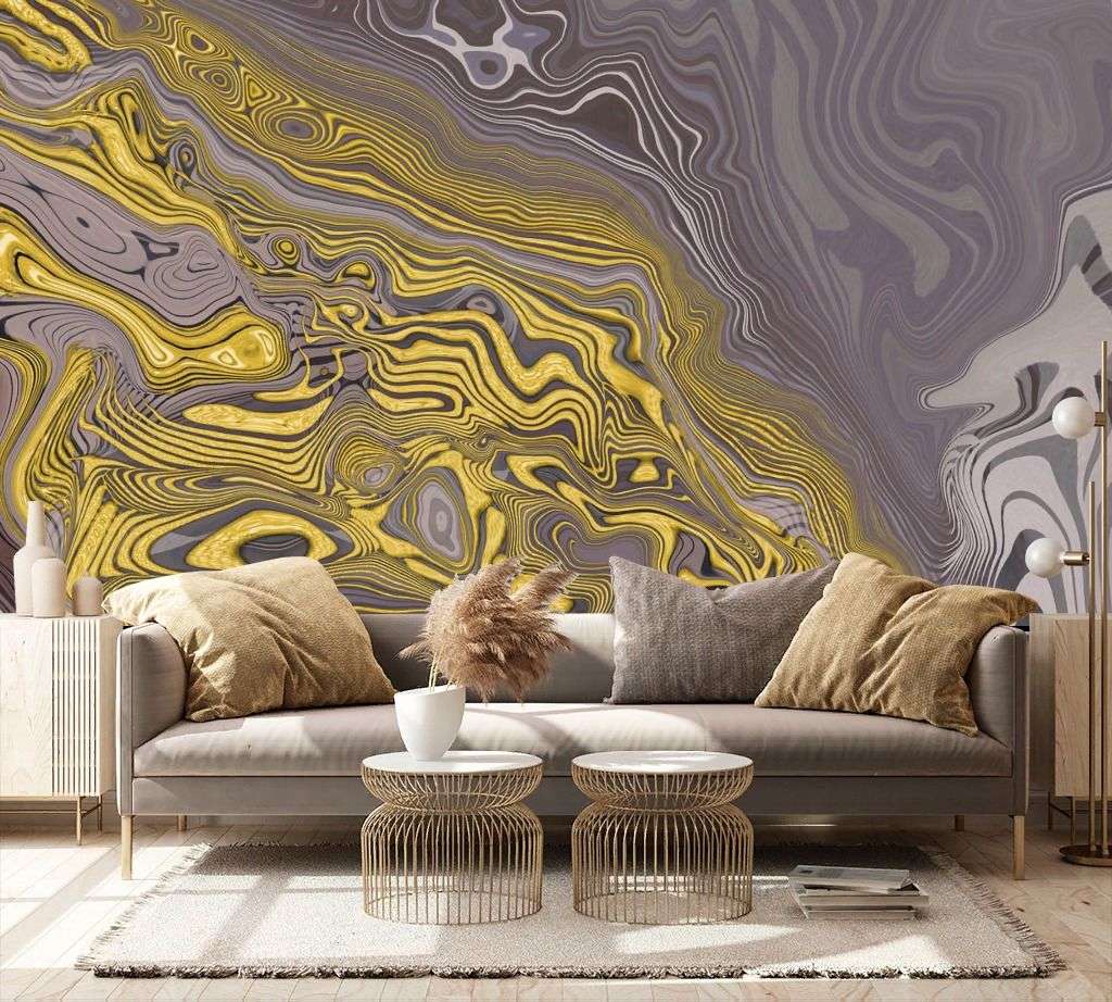 Фотообои в интерьере золотой рельеф  13-327 фото