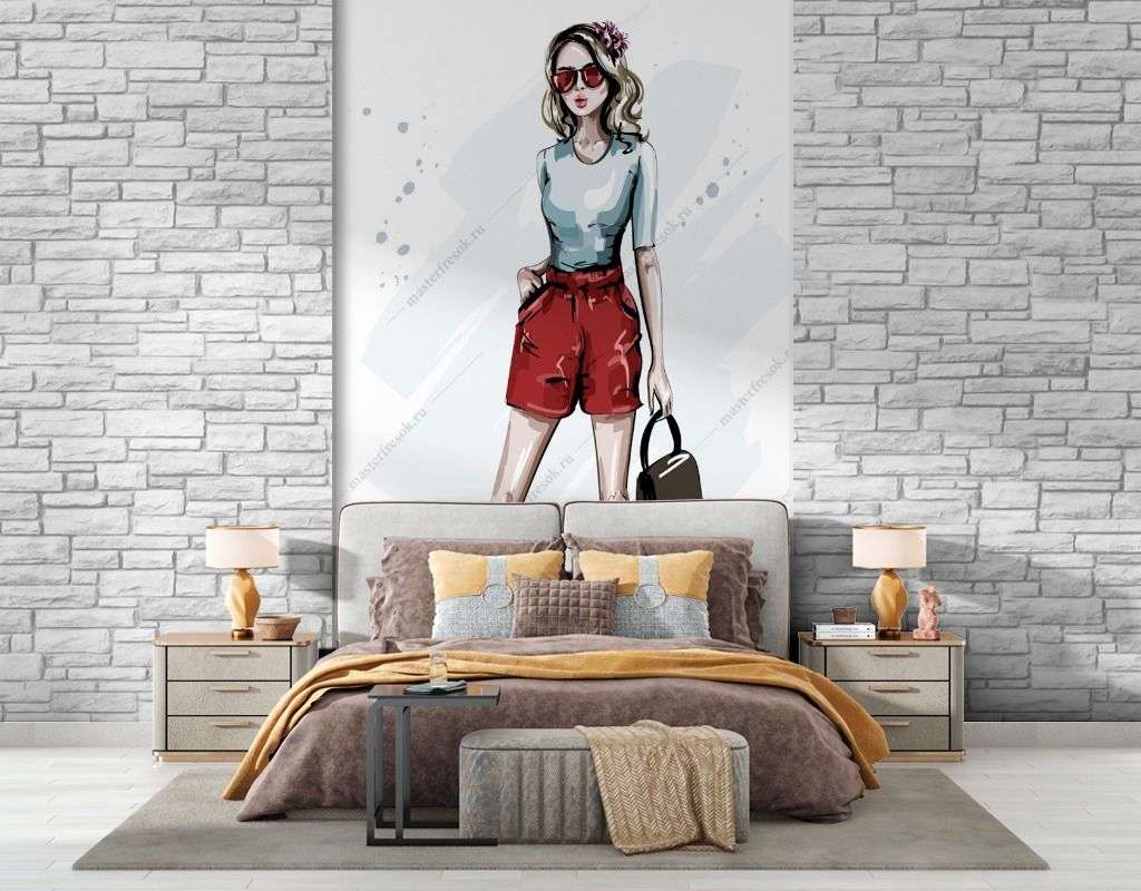 Фотообои в интерьере стильная блондинка  12-1380 фото