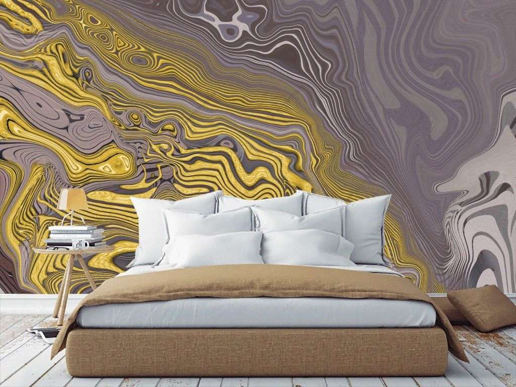 Фотообои в интерьере золотой рельеф  13-327 фото