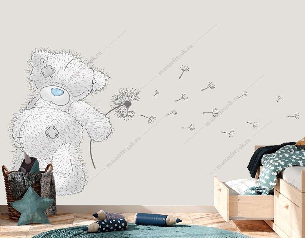 Фотообои в интерьере мишка тедди  14-554 фото