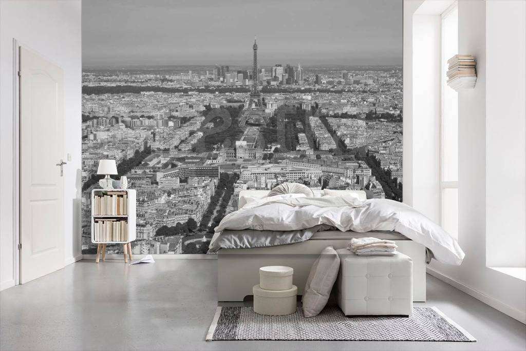 Фотообои Вид Парижа сверху черно белый  9-721