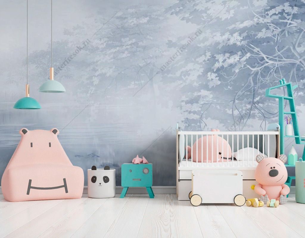 Фотообои Дерево в синем тумане  13-431