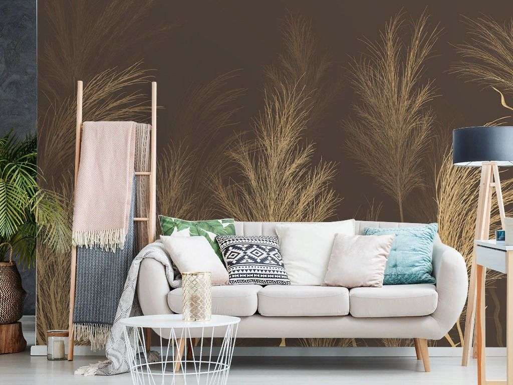 Фотообои в интерьере веточки пушистые светлые  9-1997 фото