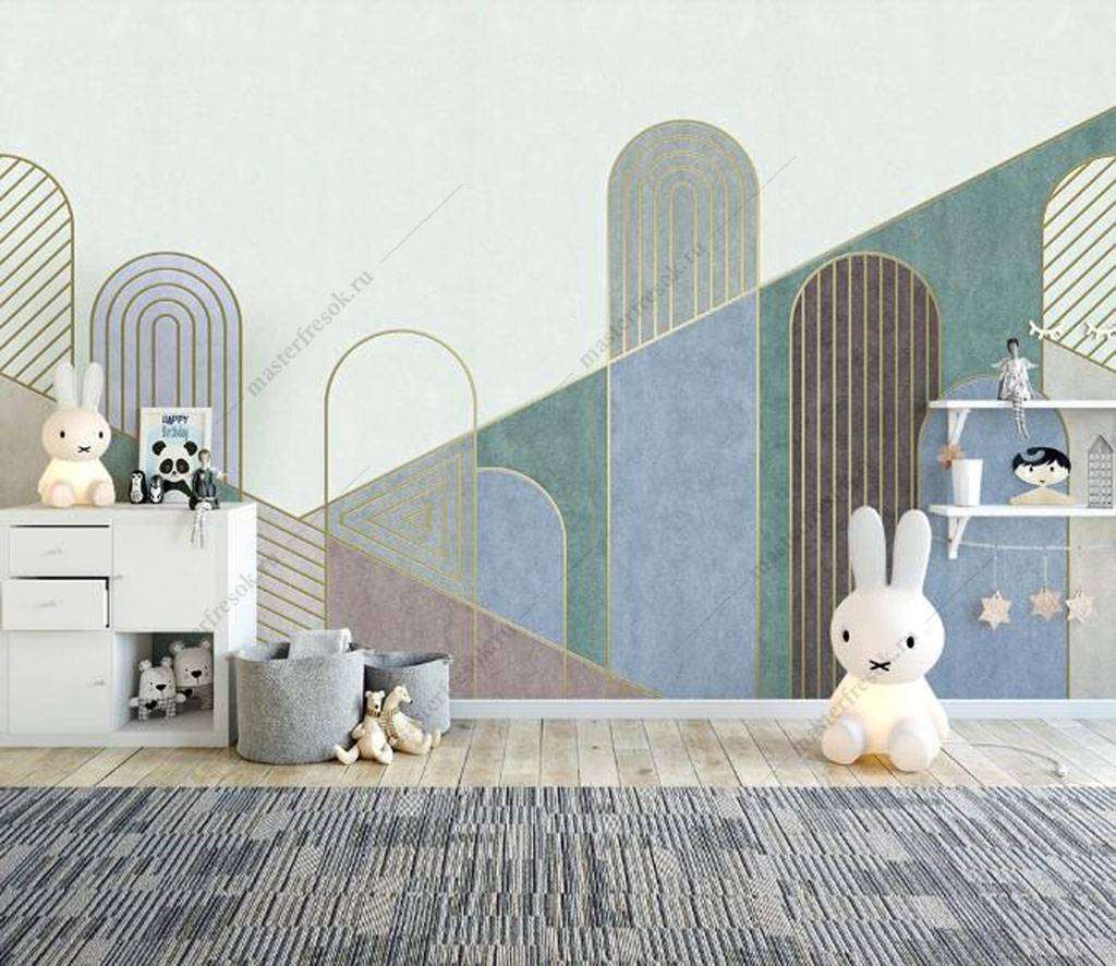 Фотообои в интерьере ритм из полосок  16-101 фото