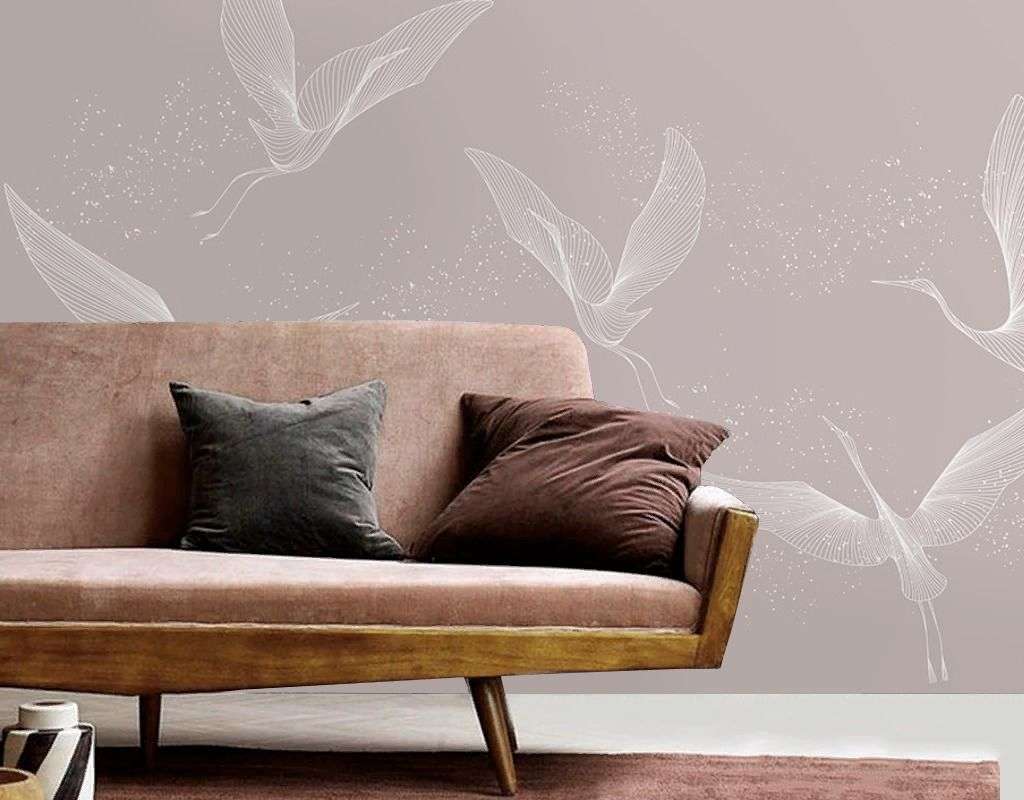 Фотообои в интерьере журавли белые  9-2106 фото