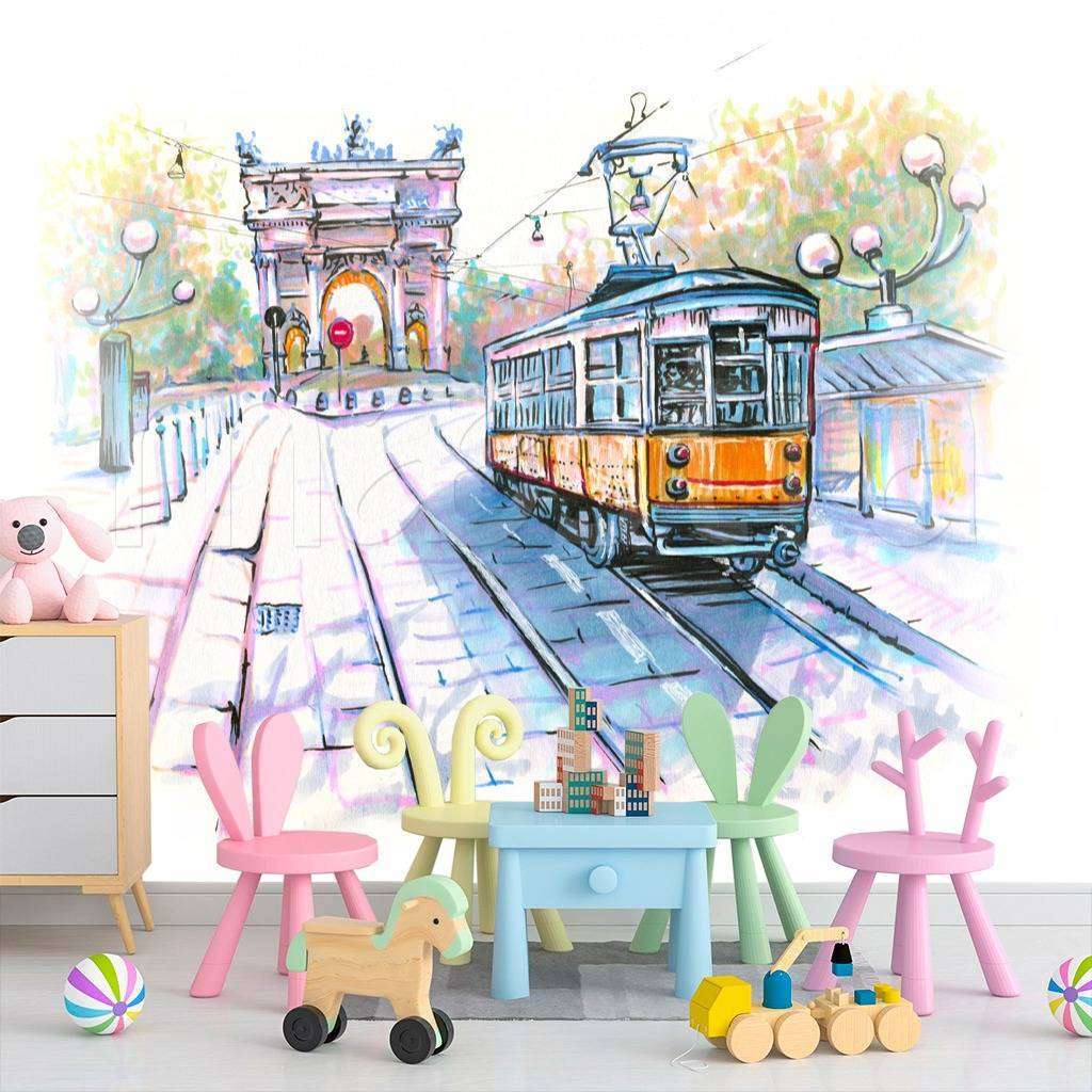 Фотообои Трамвай графика  12-497
