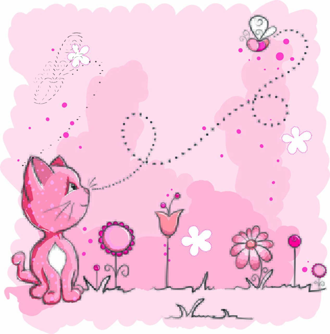 Фотообои в интерьере розовый котенок  12-071 фото