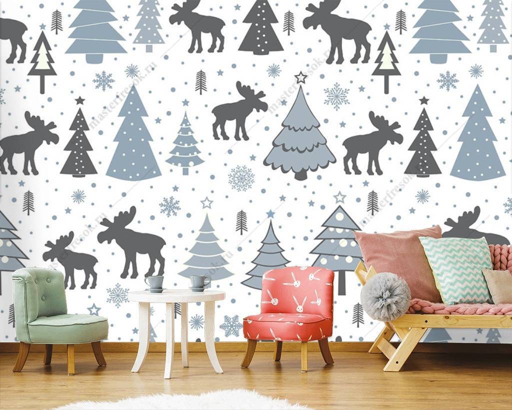 Фотообои Елочки и лоси  12-687