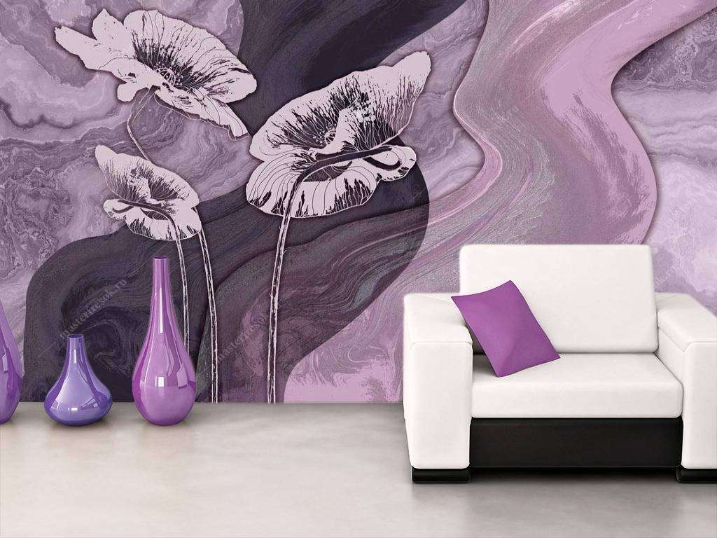 Фотообои в интерьере фиолетовая гладь  13-096 фото