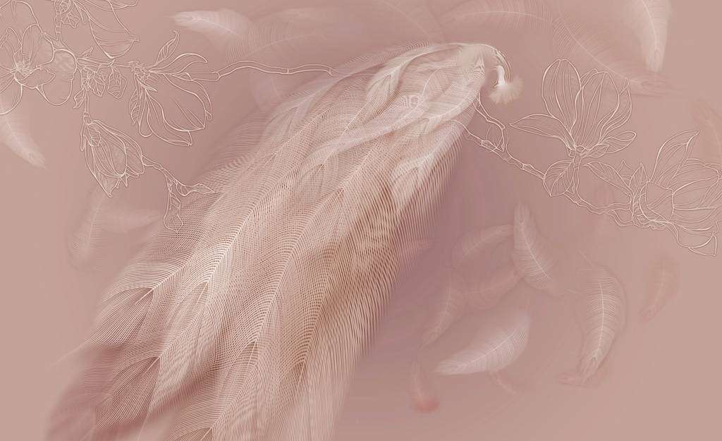 Фотообои в интерьере перья жар-птицы  13-264 фото