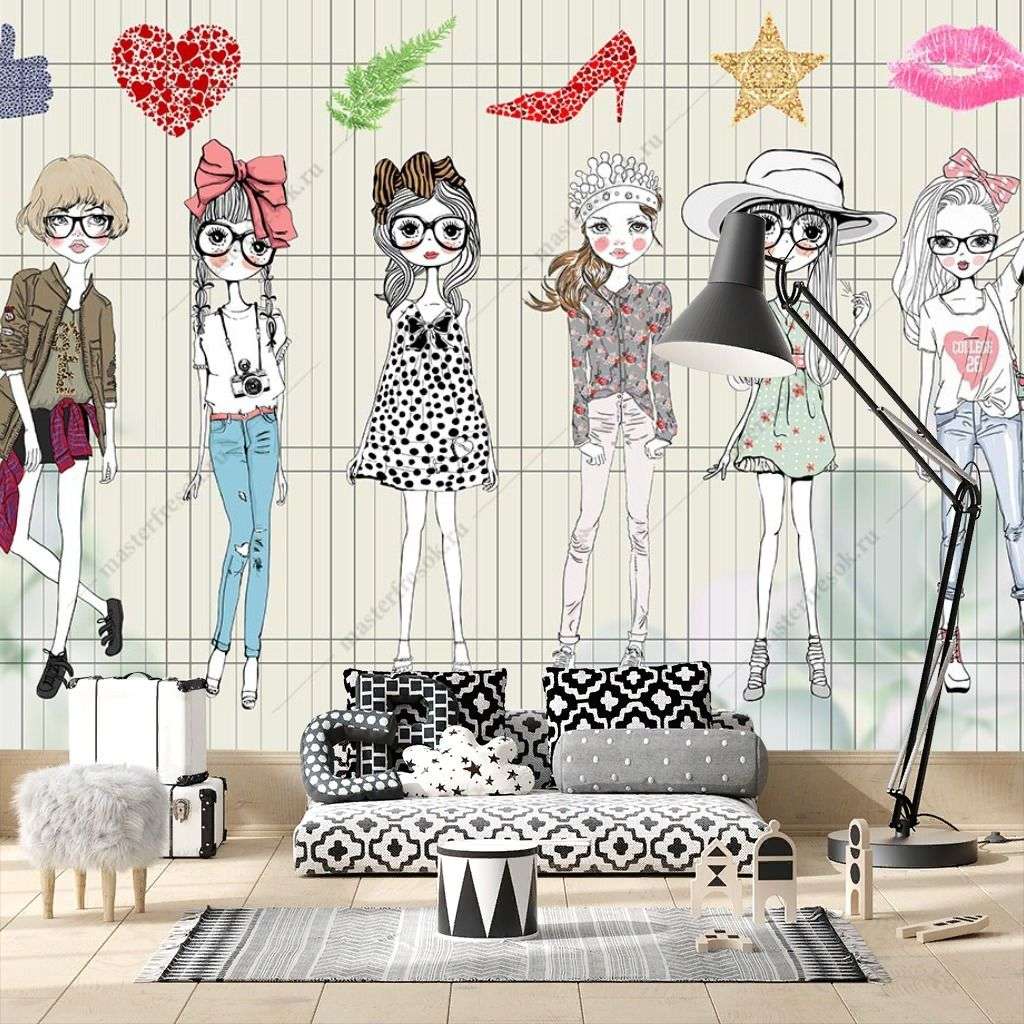 Фотообои в интерьере девочки в мультяшном стиле  12-1292 фото