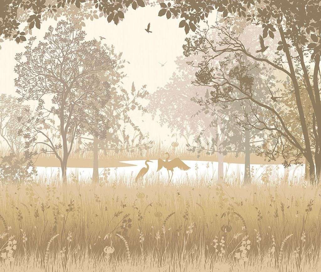 Фотообои в интерьере лес в бежевых оттенках  9-1633 фото