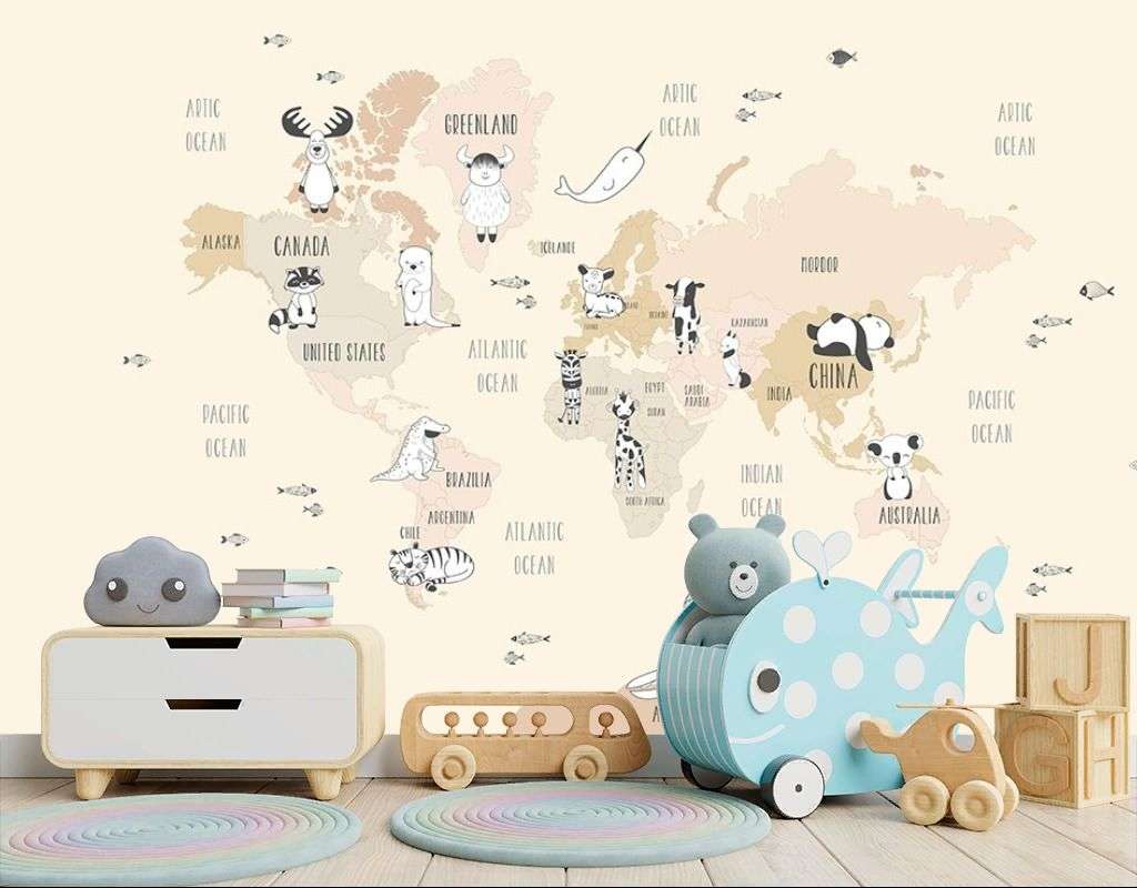 Фотообои в интерьере карта желтая  12-1662 фото