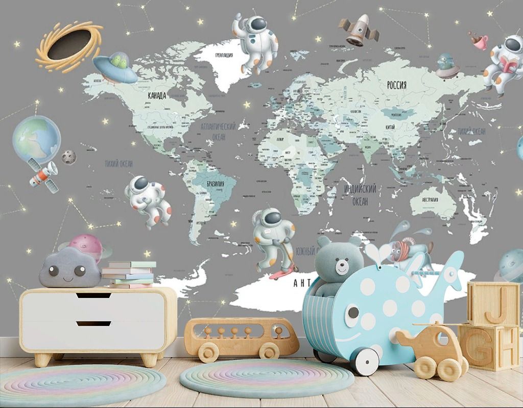 Фотообои детские. Космическая карта мира  12-1635