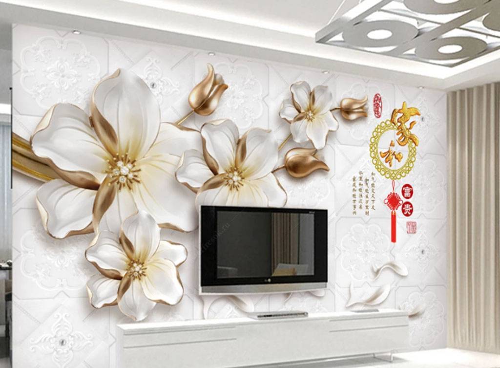 Фотообои Белый китайский цветок  15-770