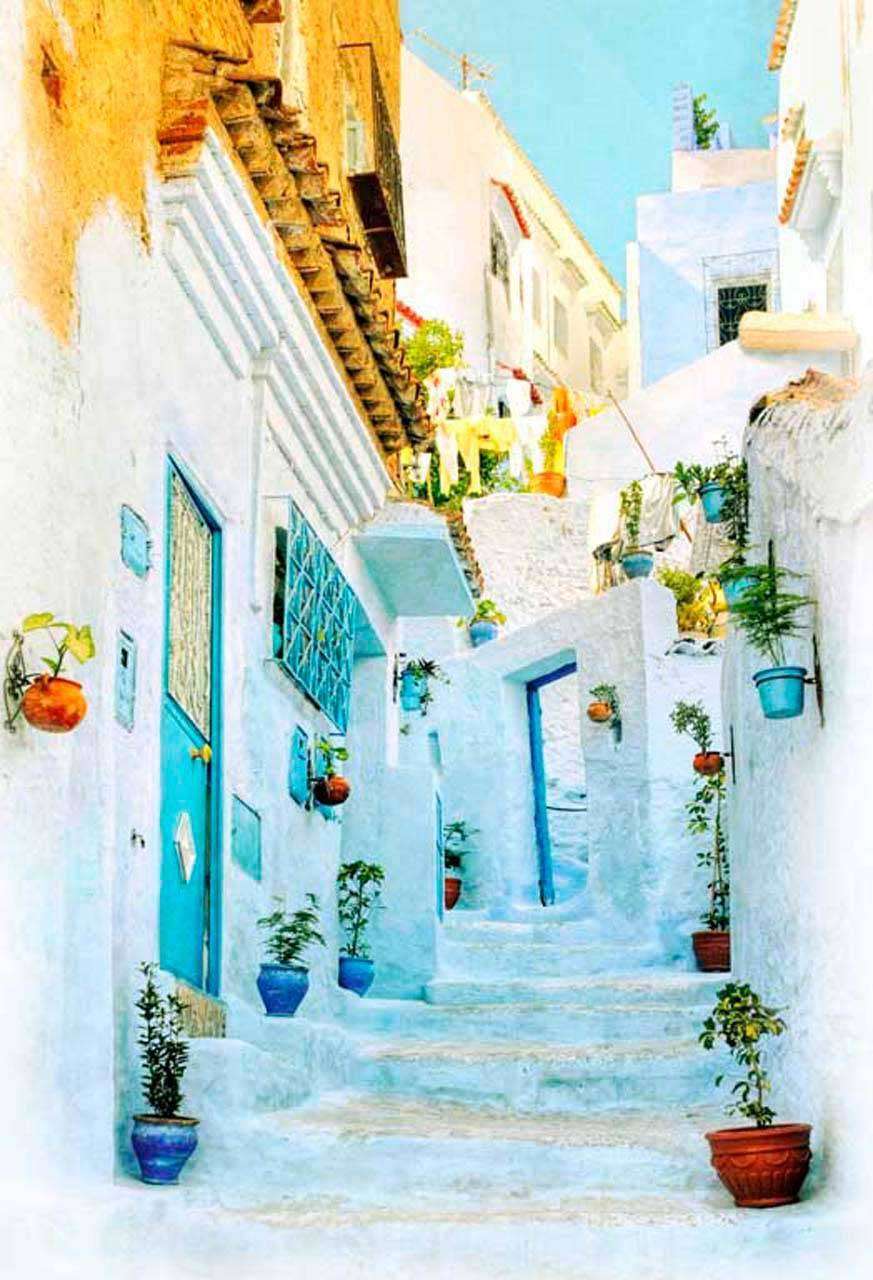 Фотообои в интерьере белая улочка санторини  11-175 фото
