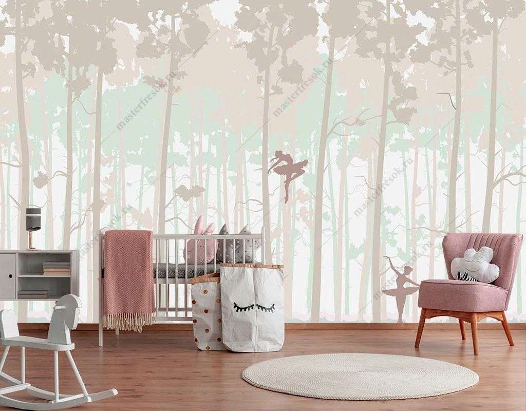 Фотообои в интерьере лес с балеринами  14-401 фото