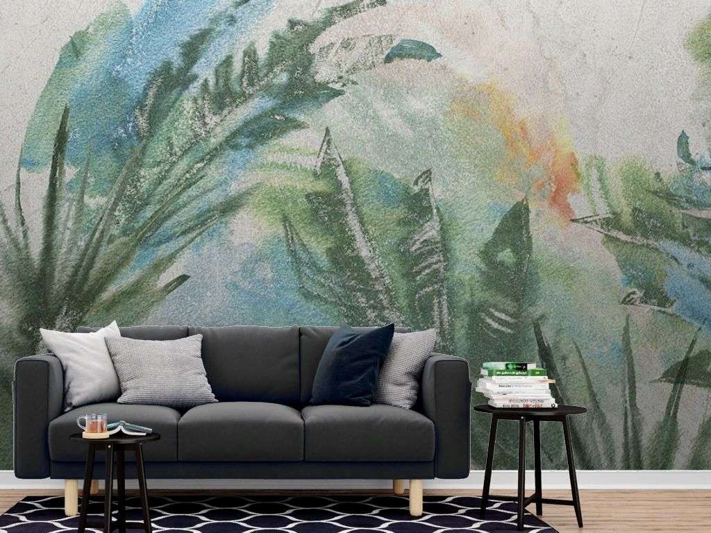 Фотообои в интерьере листья абстракция  9-1984 фото