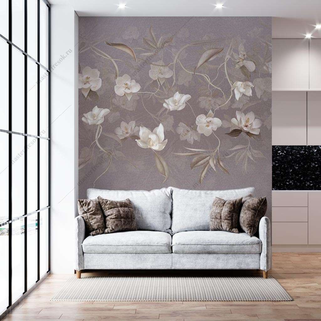 Фотообои в интерьере маленькие розочки 3д  13-426 фото