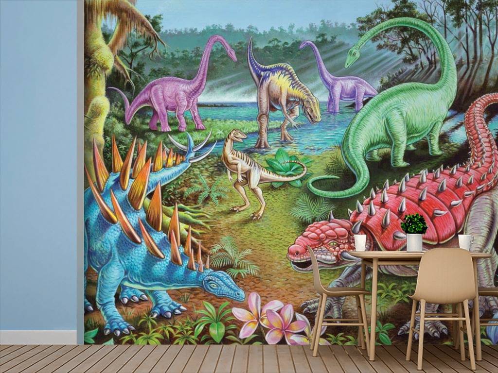 Фотообои Динозавры на водопое  8-301