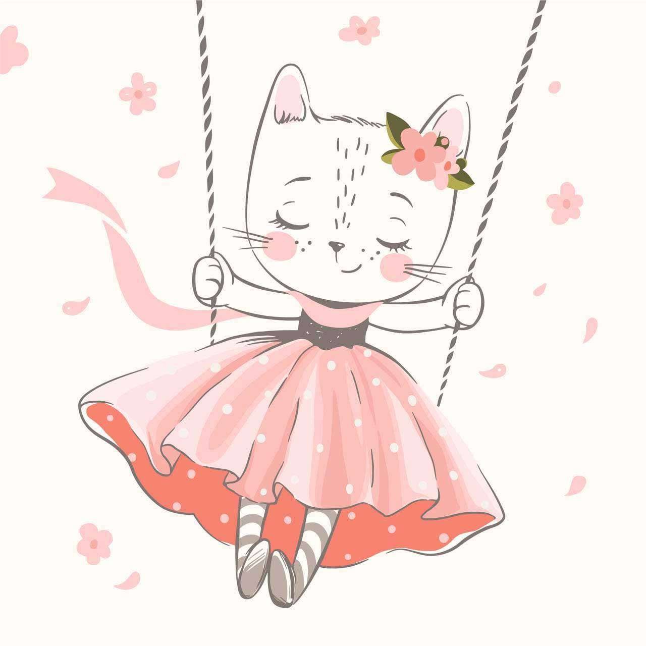 Фотообои в интерьере киска на качелях  12-479 фото