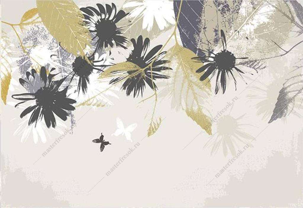 Фотообои в интерьере абстрактные цветы  16-171 фото