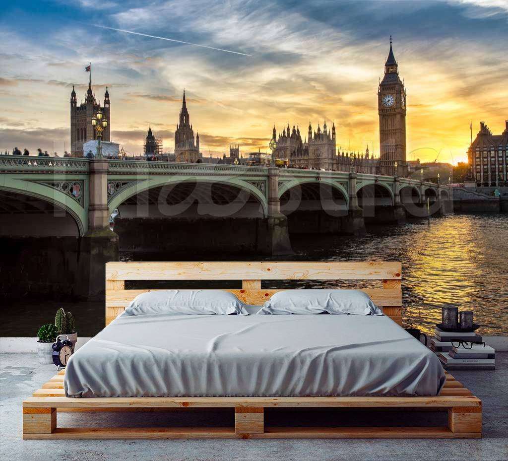 Фотообои в интерьере пленительный рассвет в лондоне  9-523 фото