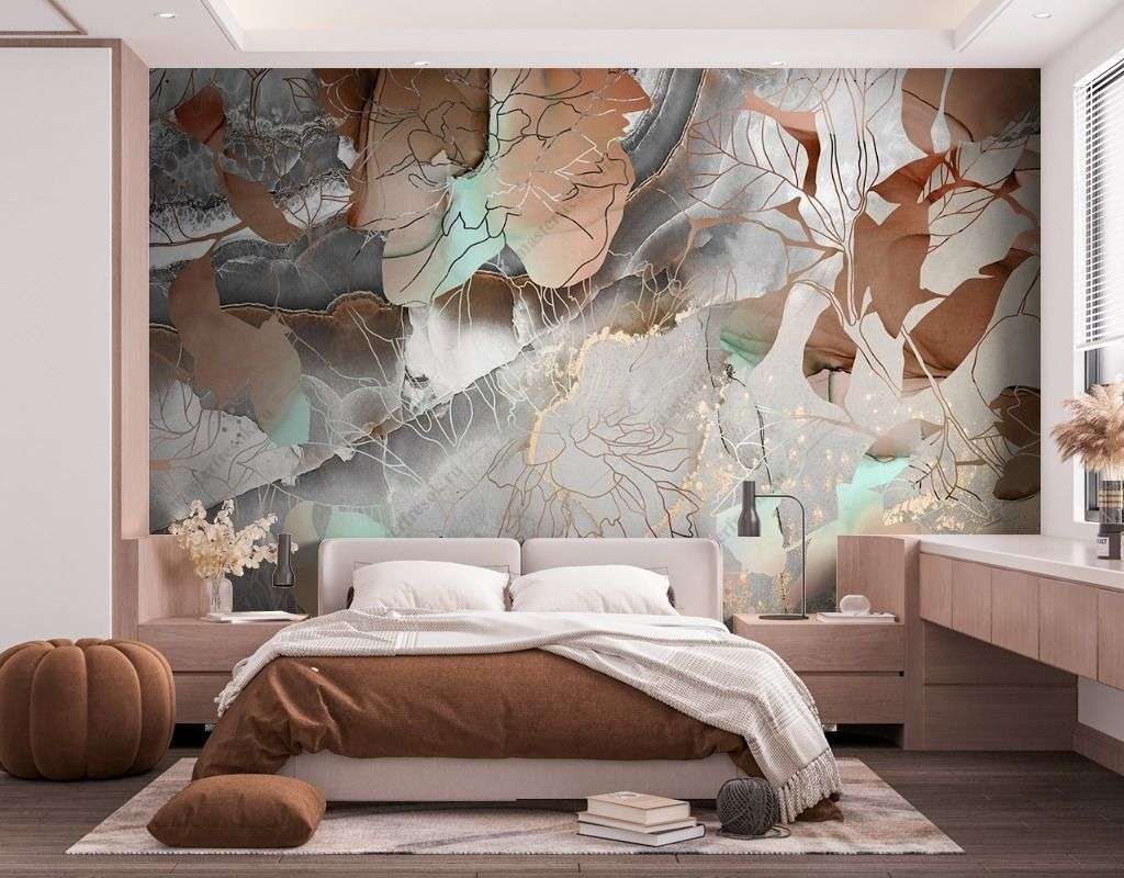 Фотообои в интерьере абстрактные лепестки  9-1618 фото