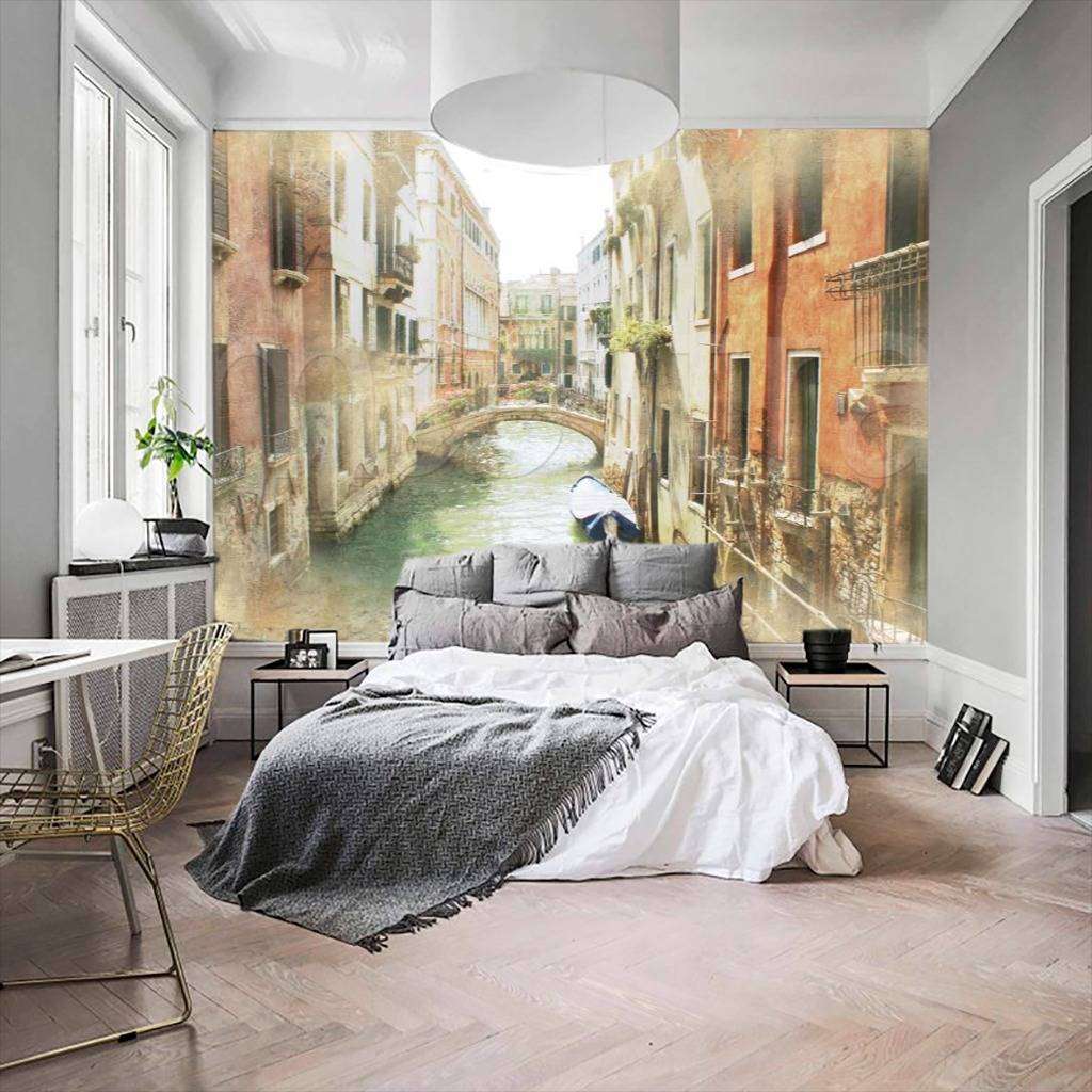 Фотообои в интерьере каналы венеции туманным утром  11-089 фото