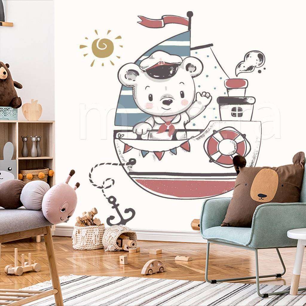 Фотообои Мишка на кораблике  9-230