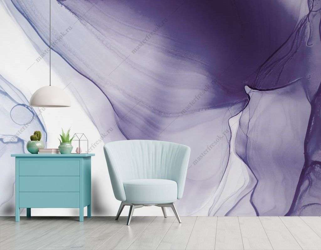 Фотообои в интерьере сиреневые разводы  9-1534 фото