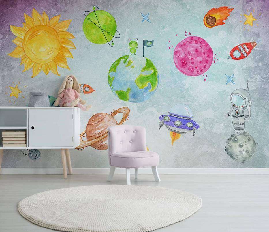 Фотообои в интерьере космос для детей  15-323 фото