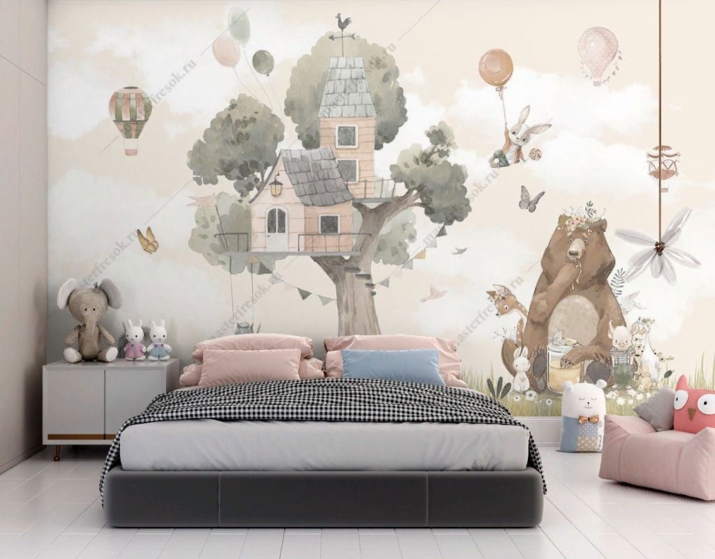 Фотообои Домик на дереве и его обитатели  12-1557