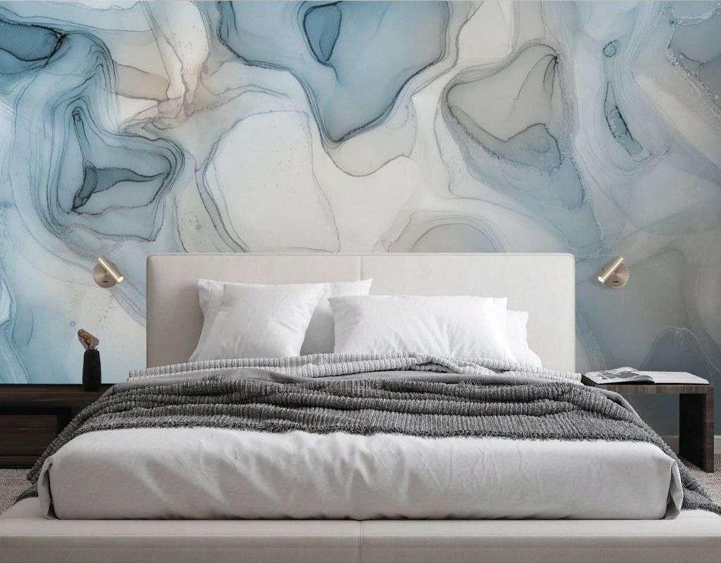 Фотообои в интерьере флюид арт нежные разводы  9-2040 фото