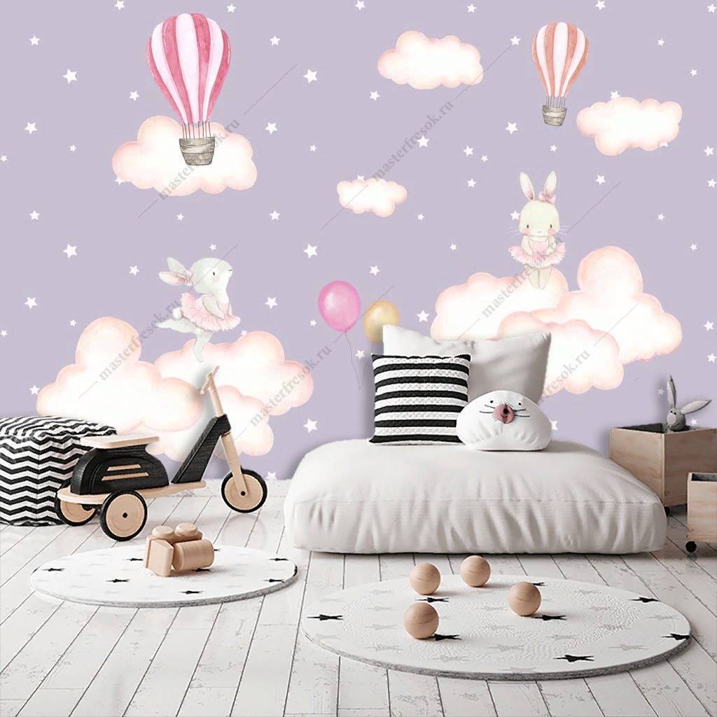 Фотообои Зайки на облаках  12-1194