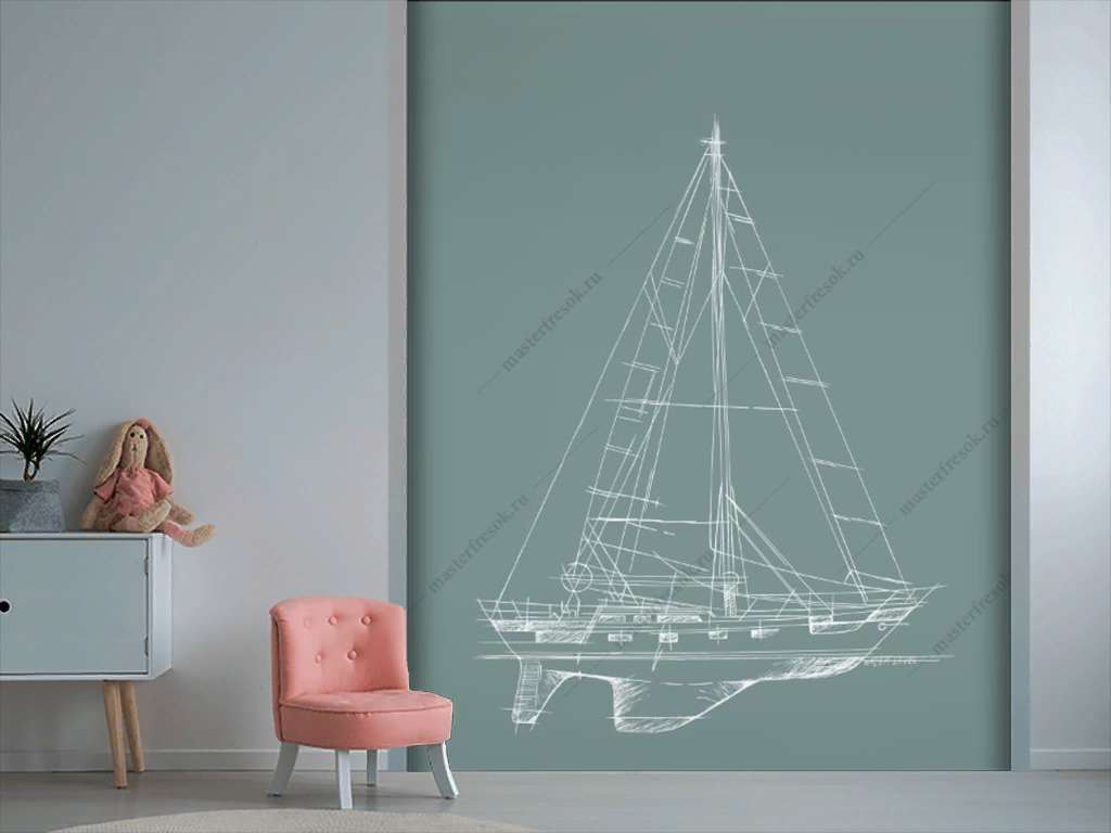 Фотообои Бесшовные обои на стену:  Чертёж яхты. Артикул: 14-743  