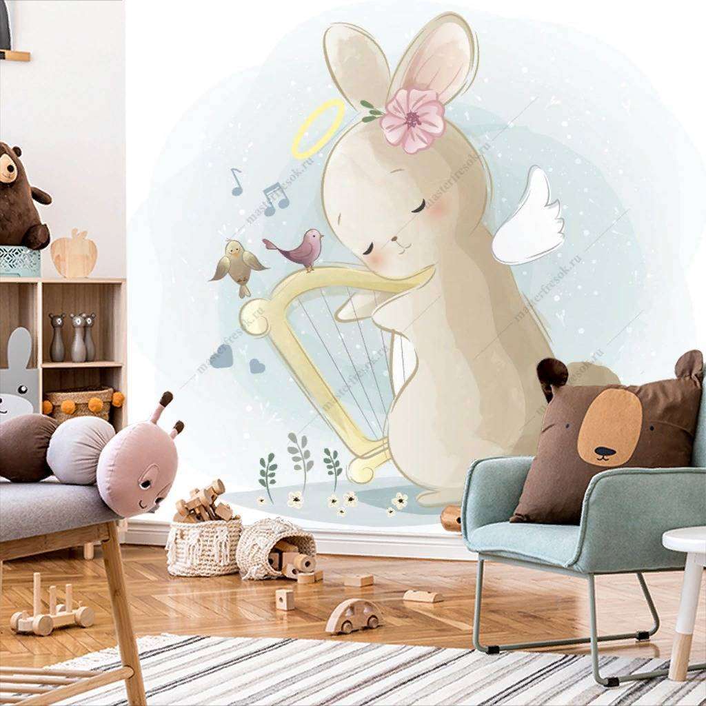 Фотообои в интерьере зайка музыкант  12-472 фото