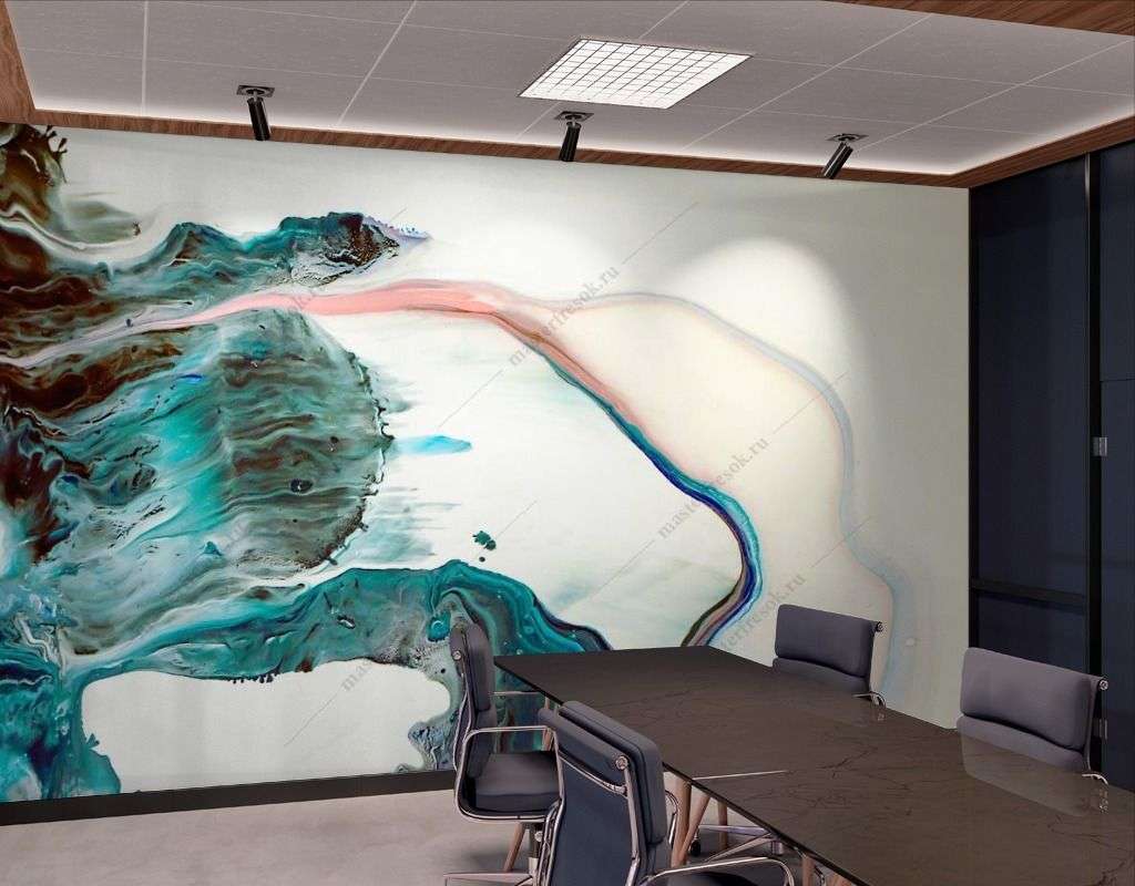 Фотообои в интерьере зеленые штрихи  9-1351 фото