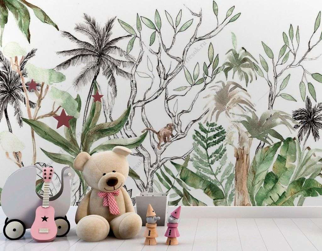 Фотообои в интерьере тропические джунгли  14-588 фото