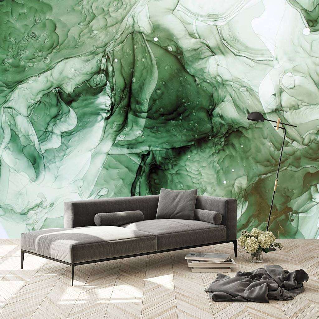 Фотообои Флюид арт зеленые чернила  9-1048