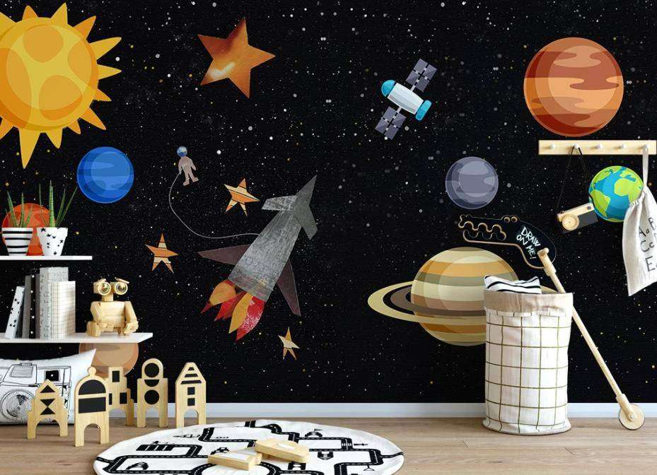 Фотообои в интерьере вселенная космос для детей  15-325 фото