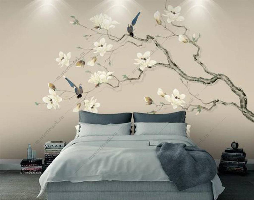 Фотообои Птицы на ветках сакуры  15-958