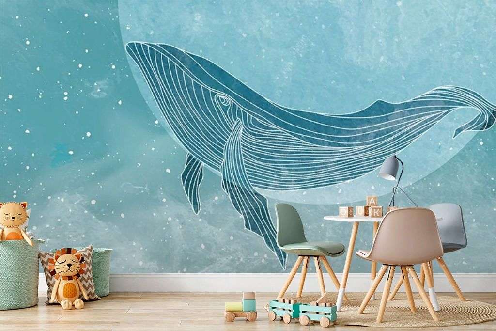 Фотообои в интерьере кит в море  12-1660 фото