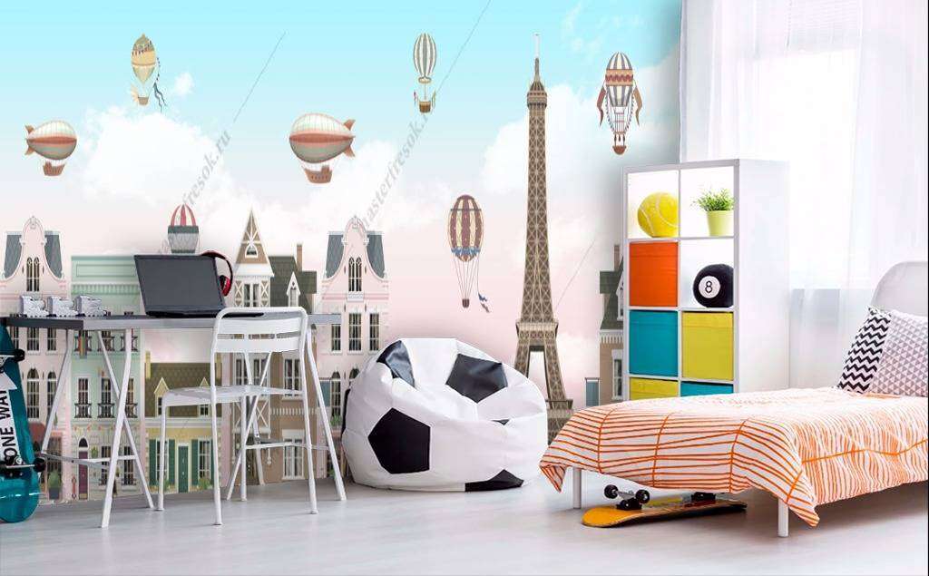 Фотообои в интерьере домики амстердам и шары  12-920 фото