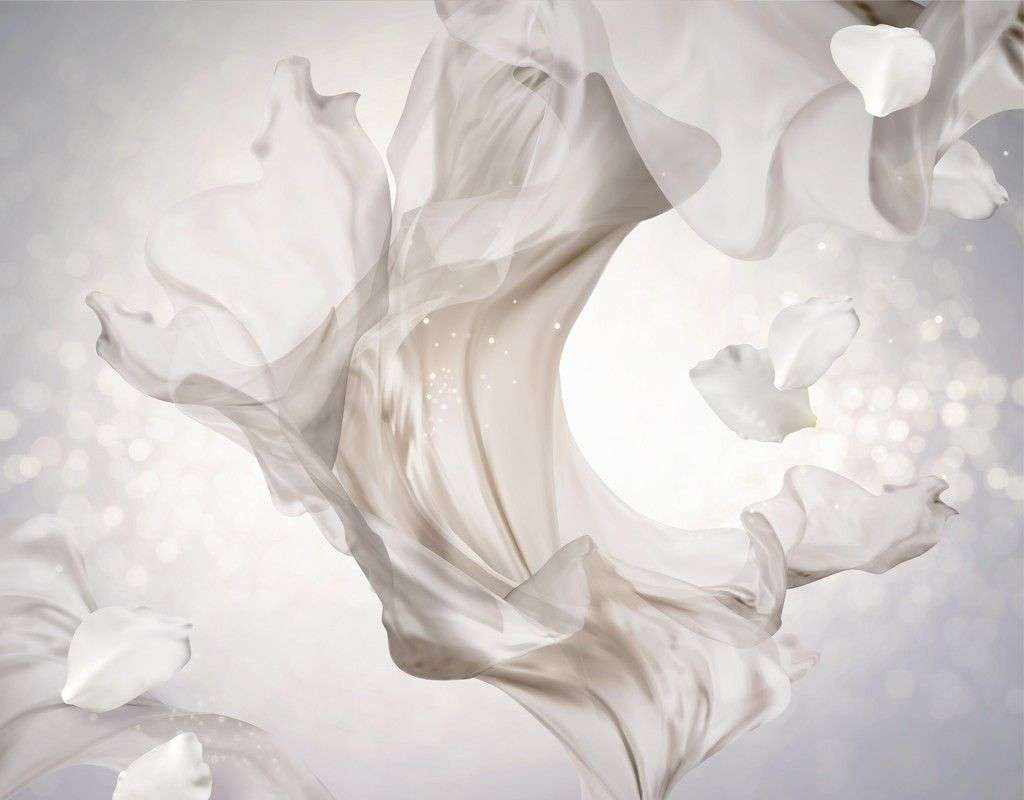 Фотообои в интерьере жемчужно-белый шифон  9-1736 фото