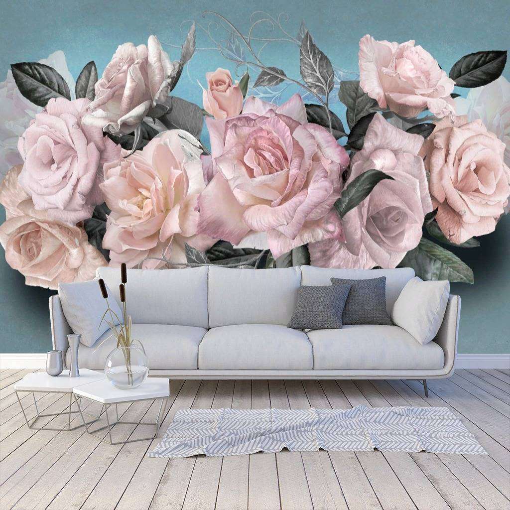 Фотообои в интерьере розы на ветке  13-083 фото