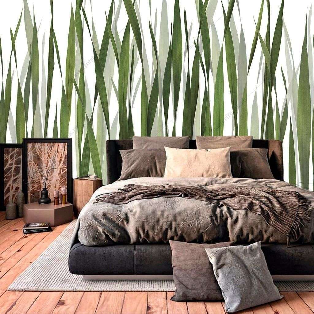 Фотообои в интерьере паттерн трава  9-1259 фото