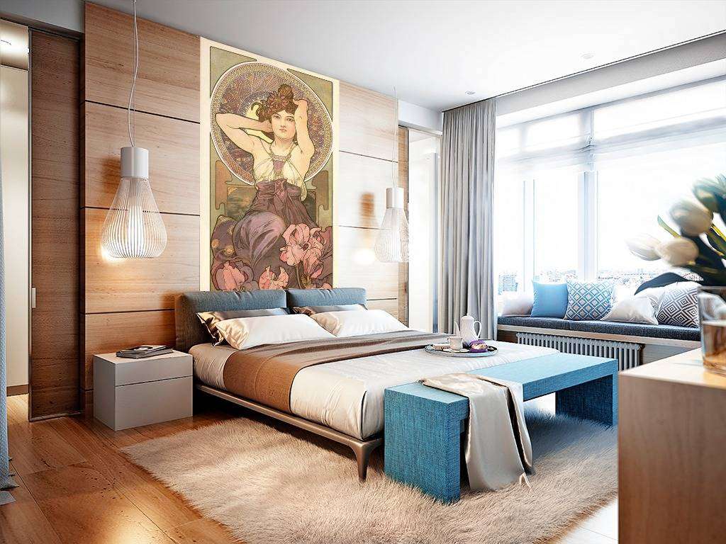 Фотообои в интерьере альфонс мариа муха – ирисы  8-189 фото