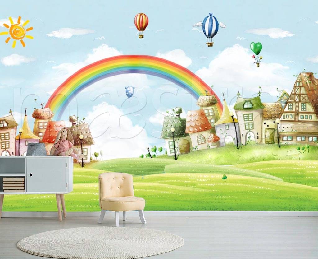 Фотообои Радуга между городами  12-361